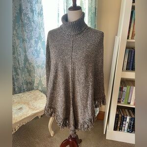 Vintage Jeanne Pierre cotton knit minimalist brown poncho